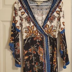Boho style dress. Size Small. Blue/Orange/Cream/Teal.